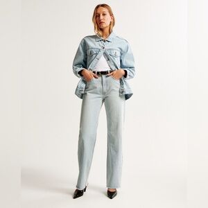 Abercrombie & Fitch Loose Jeans High Rise Drapey Rigid Light with Raw Hem
